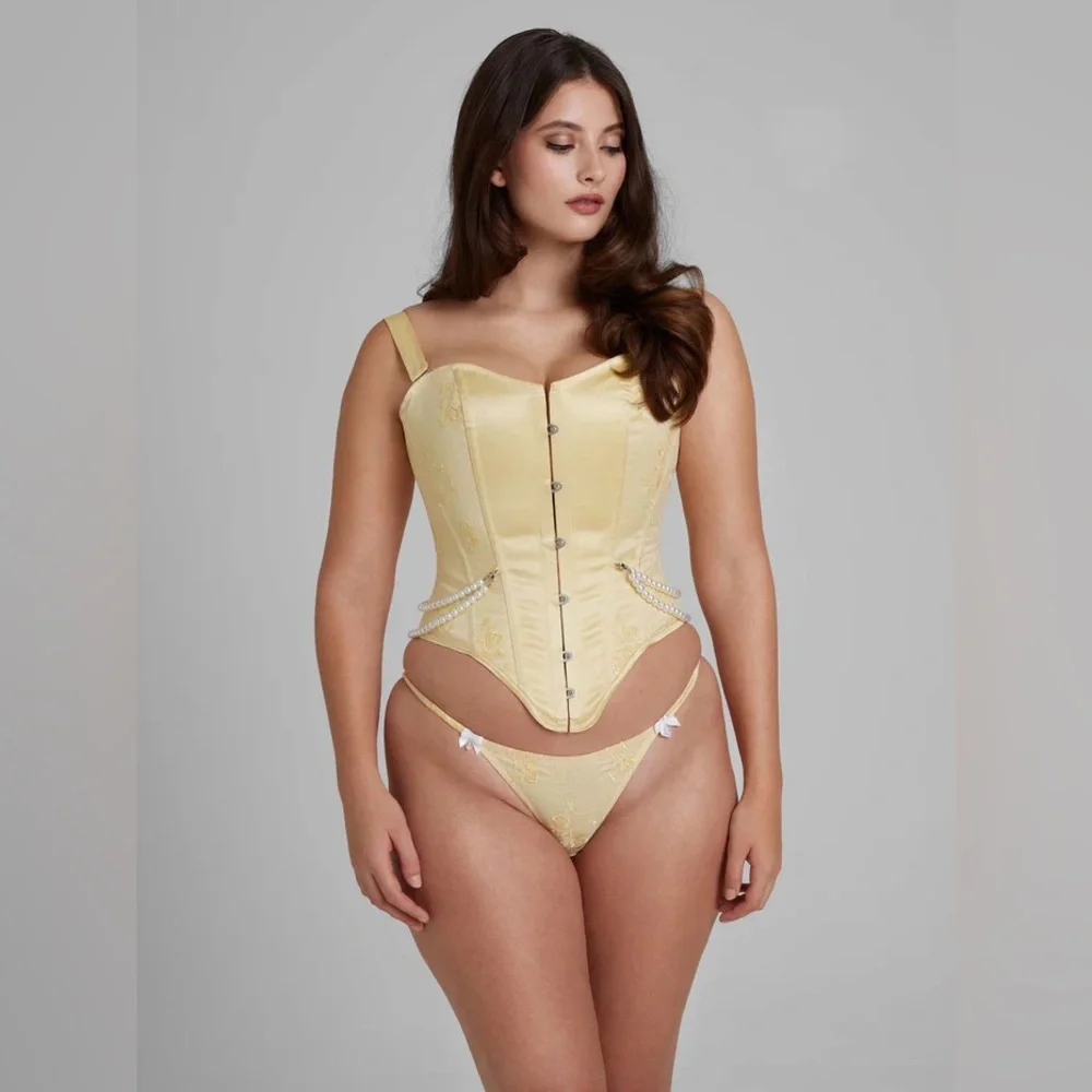 Scarlett Gasque Butter Yellow Pearl Corset S - Picture 6 of 9
